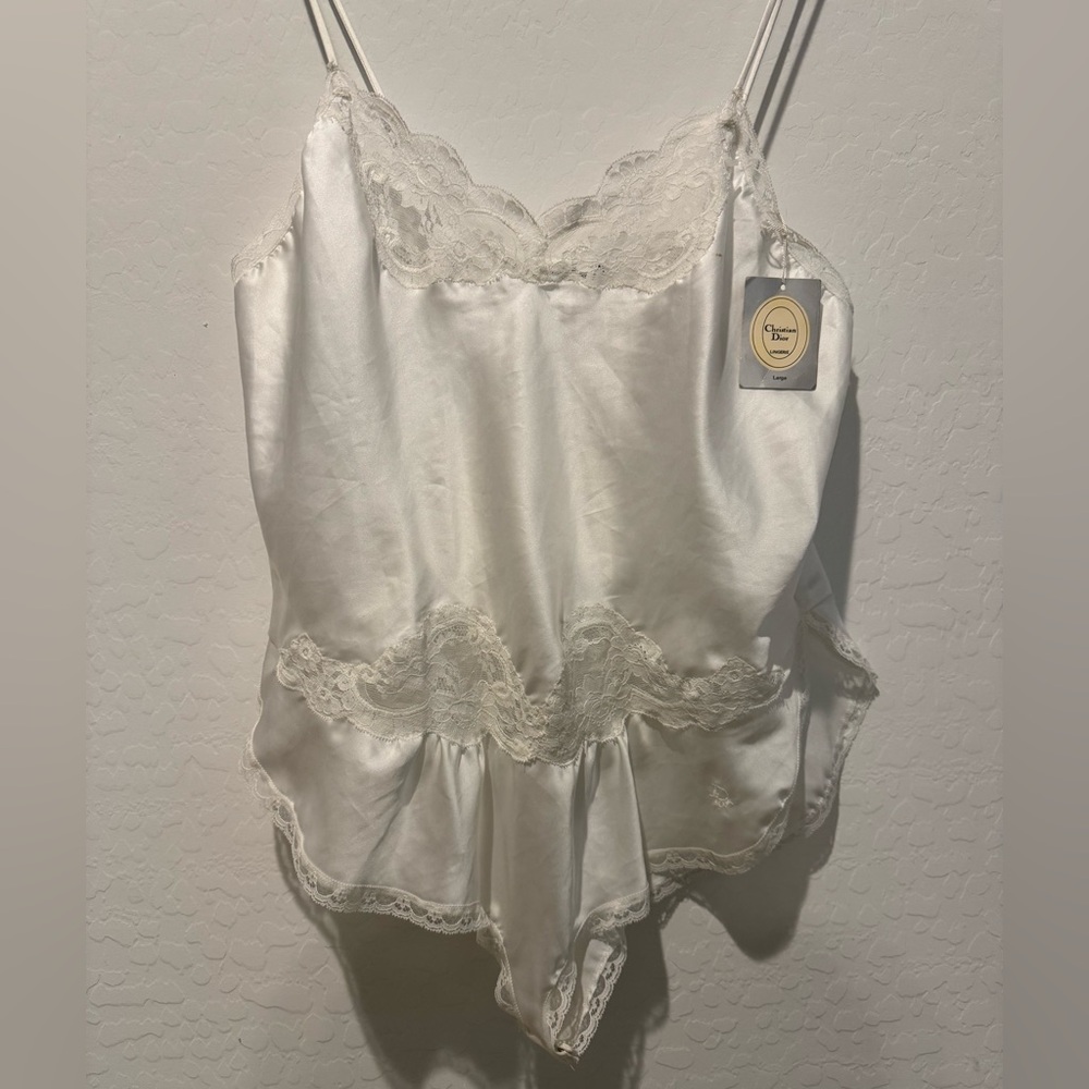Vintage Christian Dior White Lace Body Suit Lingerie Size Large